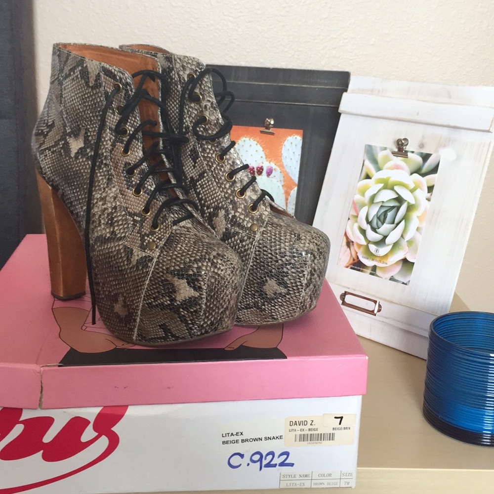 Jeffrey Campbell Beige Brown Snake Litas